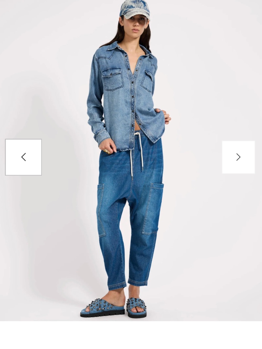 One Teaspoon Isla Low Waist Drawstring Harem Denim Jeans - Blue Pasadena Sz XS